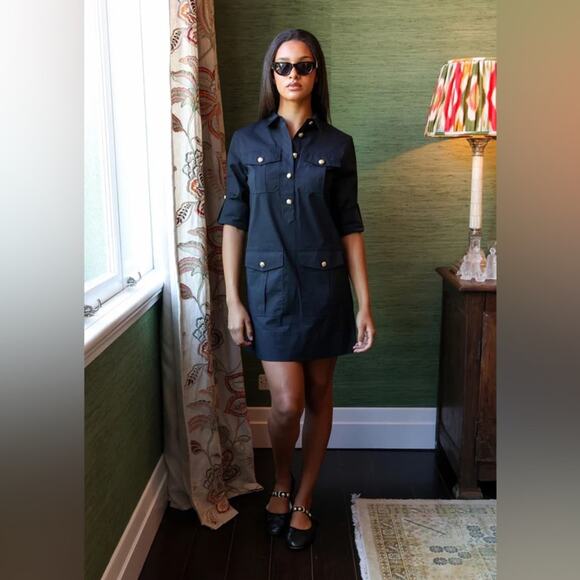 Veronica Beard Saude Dress in Navy 2 - Picture 7 of 7